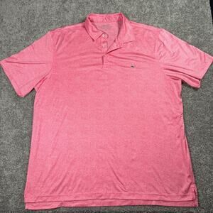Vineyard Vines On The Go Sankaty Polo 2XL Pink Dotted Performance Golf Stretch